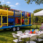 Birthday party scene with the Signature Mobile Playground