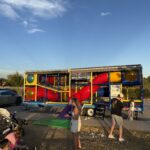 Families enjoying the playground at a community event